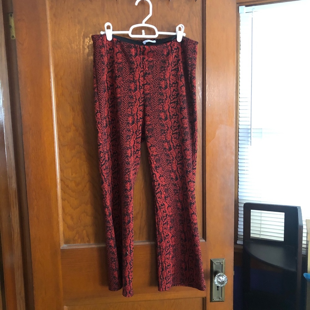Zara Red Snake Print Crop Flares